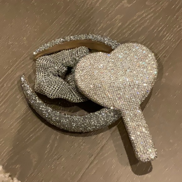 Rhinestone Mirror, Scrunchie, And Headband - Picture 1 of 2